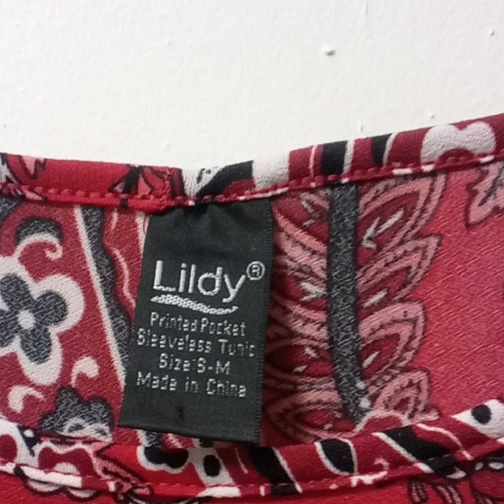 Printed Pocket Red Sleeveless Tunic - Picture 6 of 8